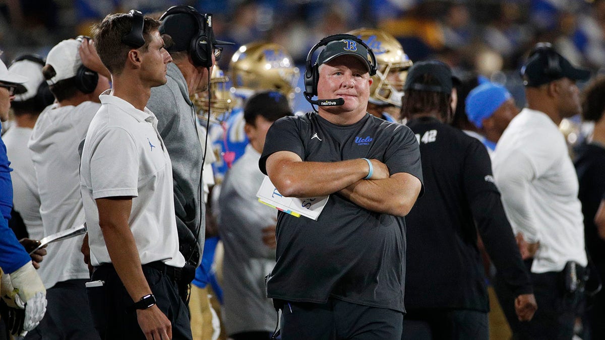 UCLA Bruins head coach Chip Kelly looks on against Washington