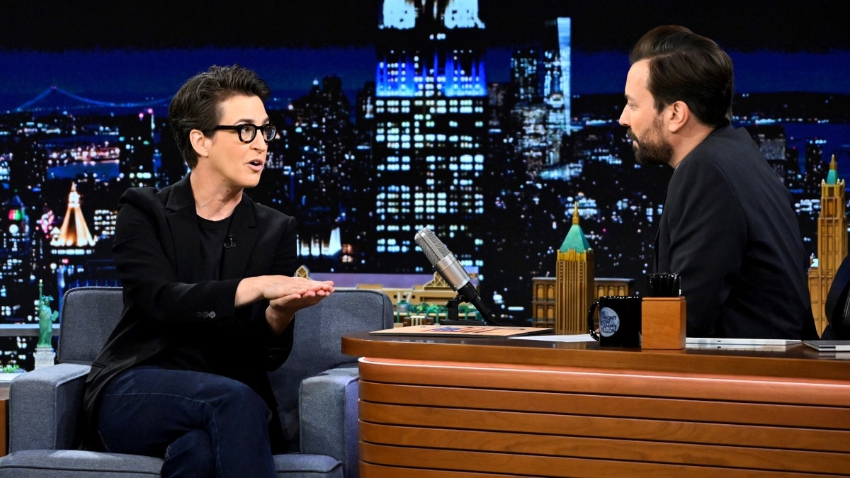 Rachel Maddow speaking with Jimmy Fallon