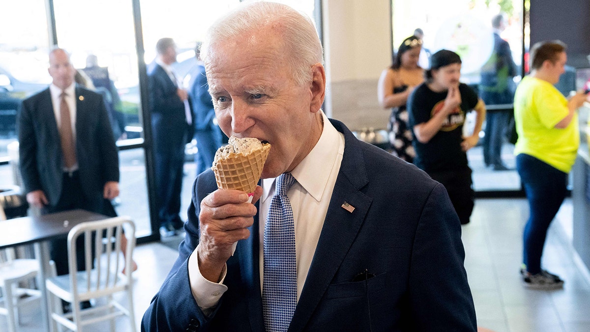Biden eating an ice cream