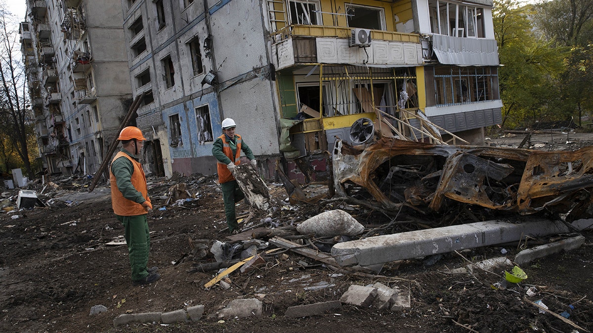 A photo of rubble in Ukraine