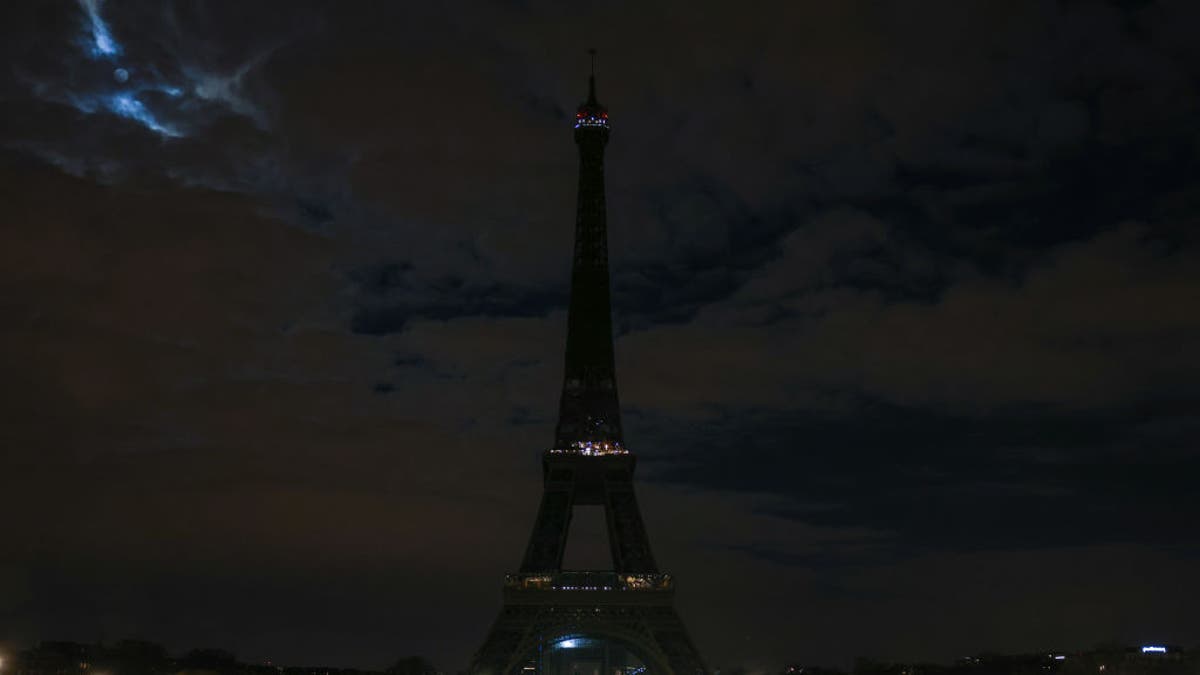 Eiffel Tower with lights turned off