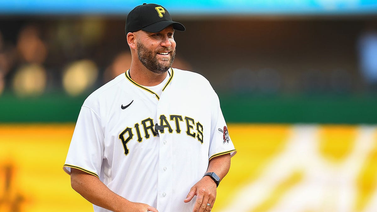Ben Roethlisberger throws out the first pitch at a Pirates game