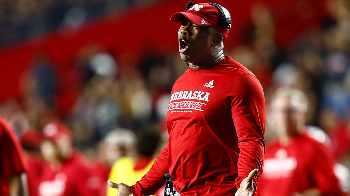 Nebraska head coach Mickey Joseph during the Rutgers game