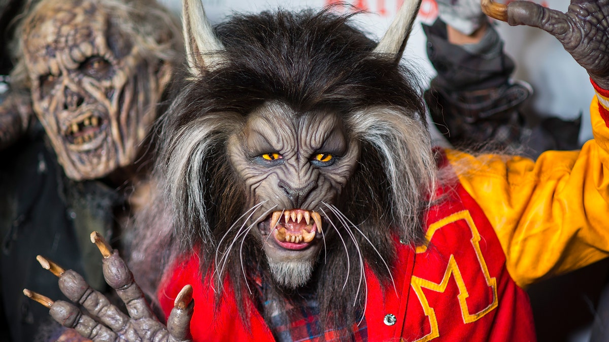 Heidi Klum dressed arsenic  the werewolf from Michael Jackson's "Thriller" euphony  video.