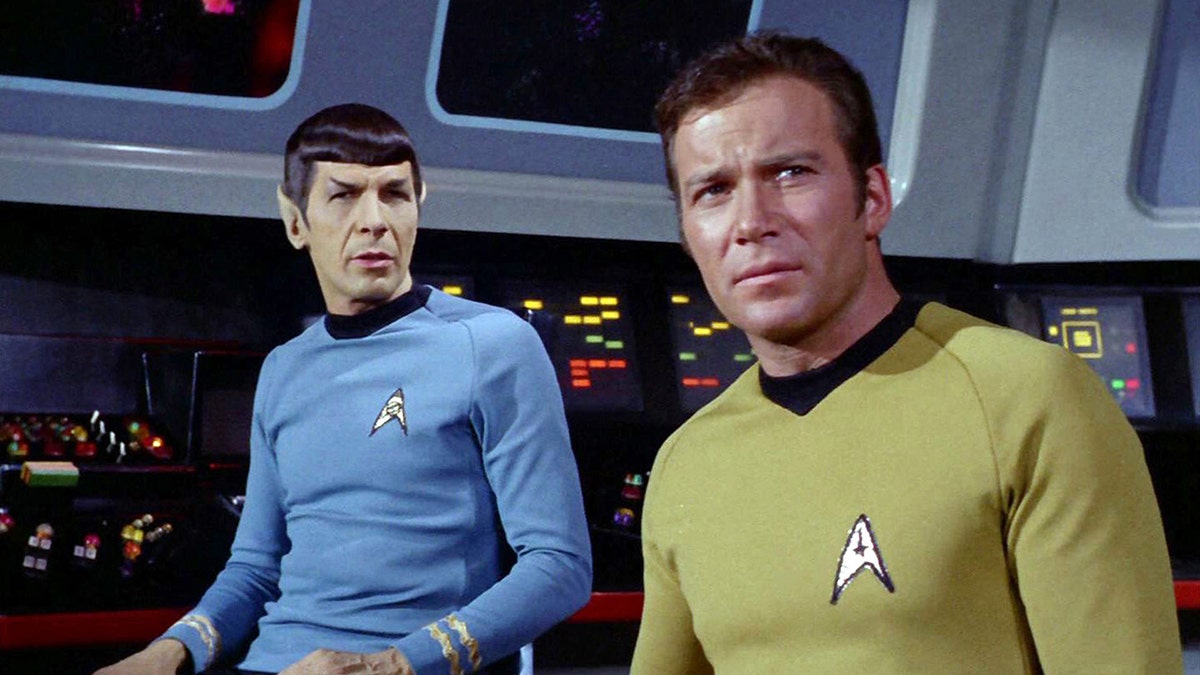 Leonard Nimoy and William Shatner wear Star Trek t-shirts on TV show