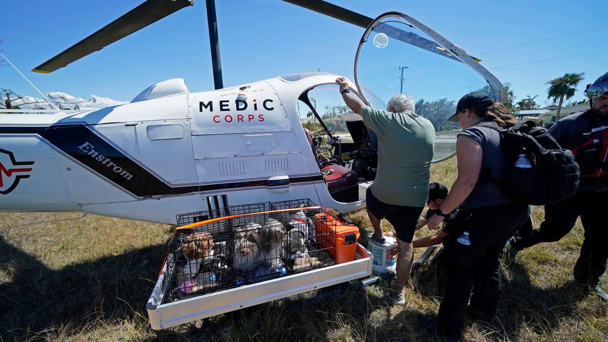 Man stepping into rescue helicopter