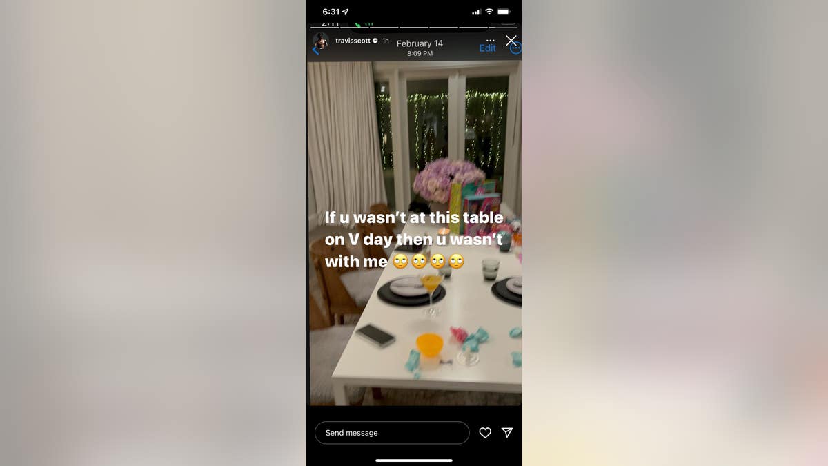 Travis Scott shared on his Instagram a picture of his Valentine's Day