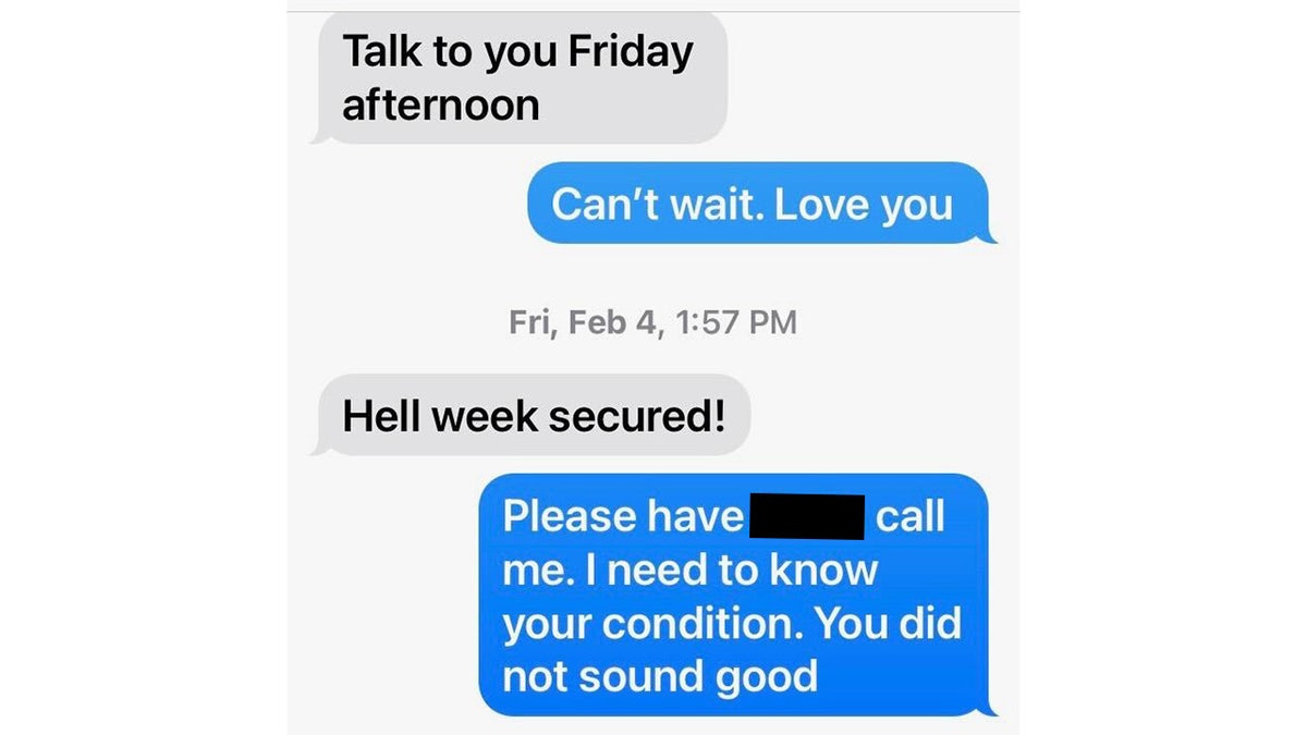 text conversation between regina mullen and her son