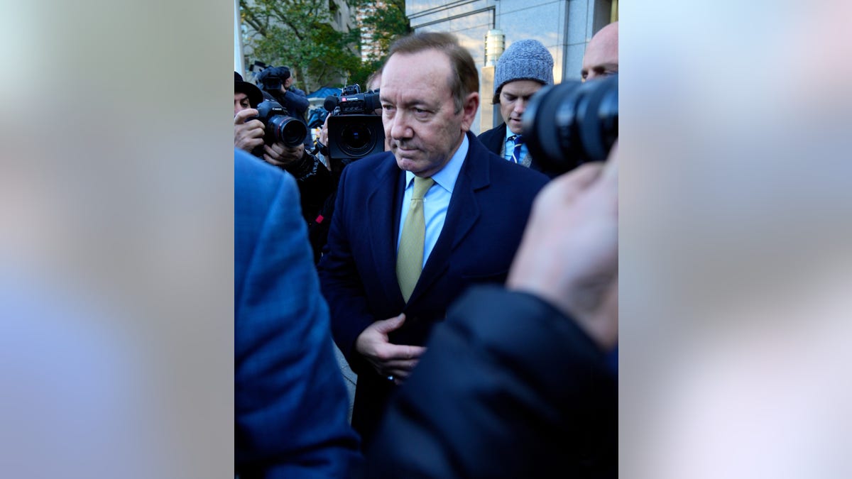 Kevin Spacey wears suit and tie to court