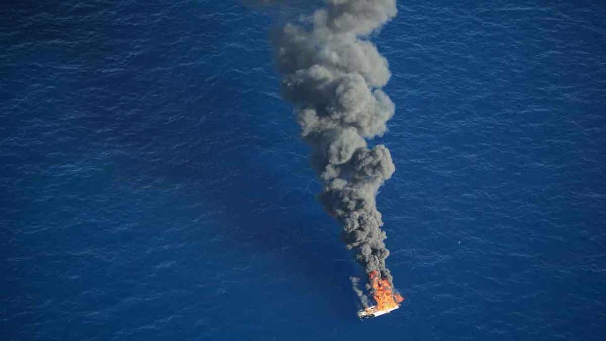 Migrant boat on fire in Mediterranean Sea