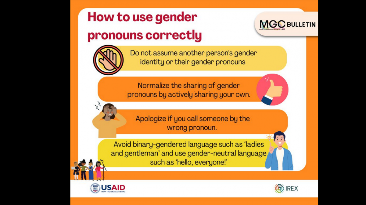 How to use gender pronouns correctly? slide on Facebook