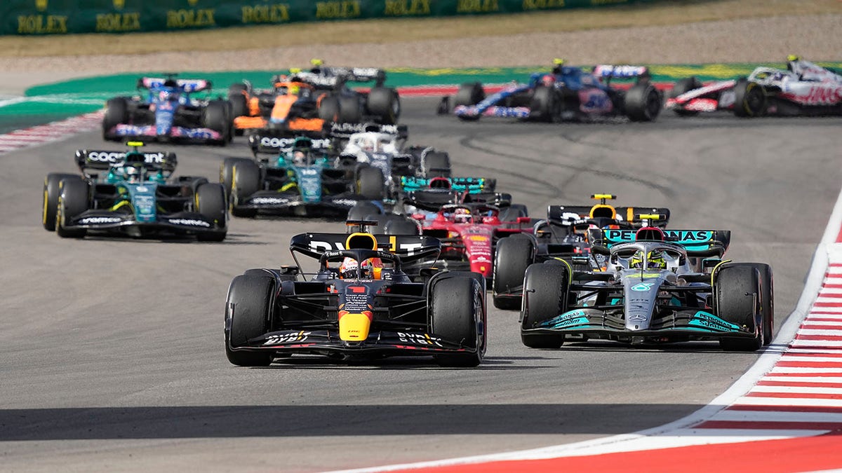 Max Verstappen leads the pack