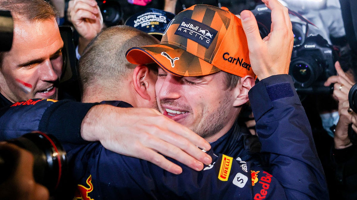 Max Verstappen celebrates the F1 title
