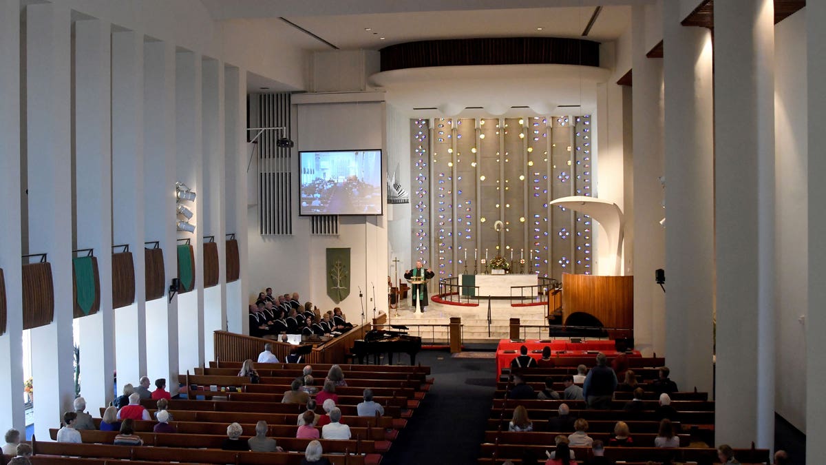 Birds eye view of a church congregation