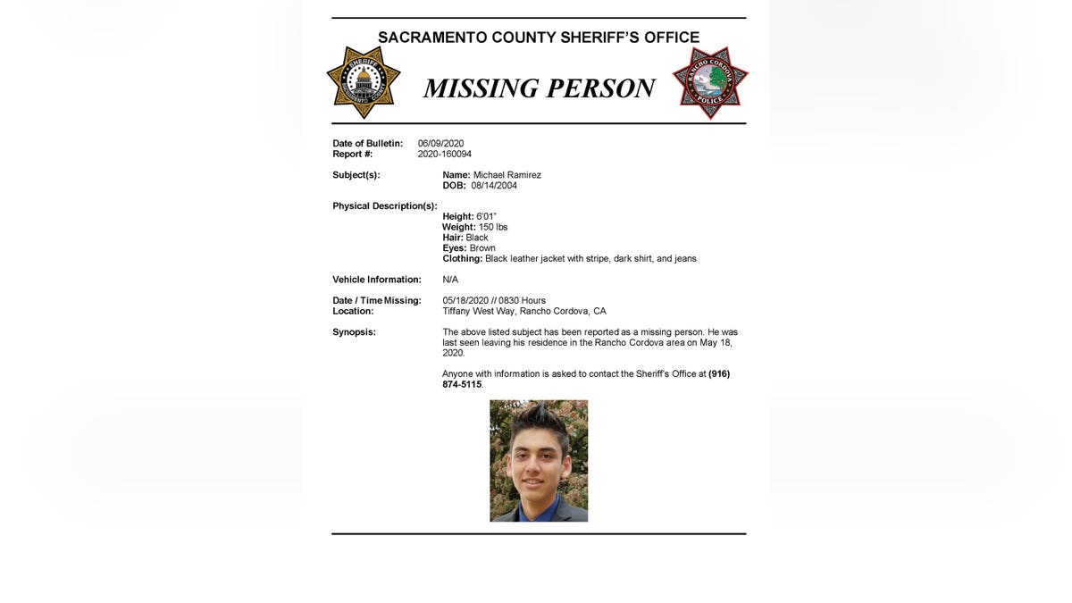 Sacramento County Sheriff's Office missing person flier