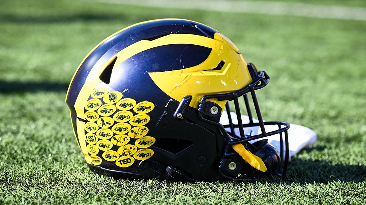 A Michigan football helmet