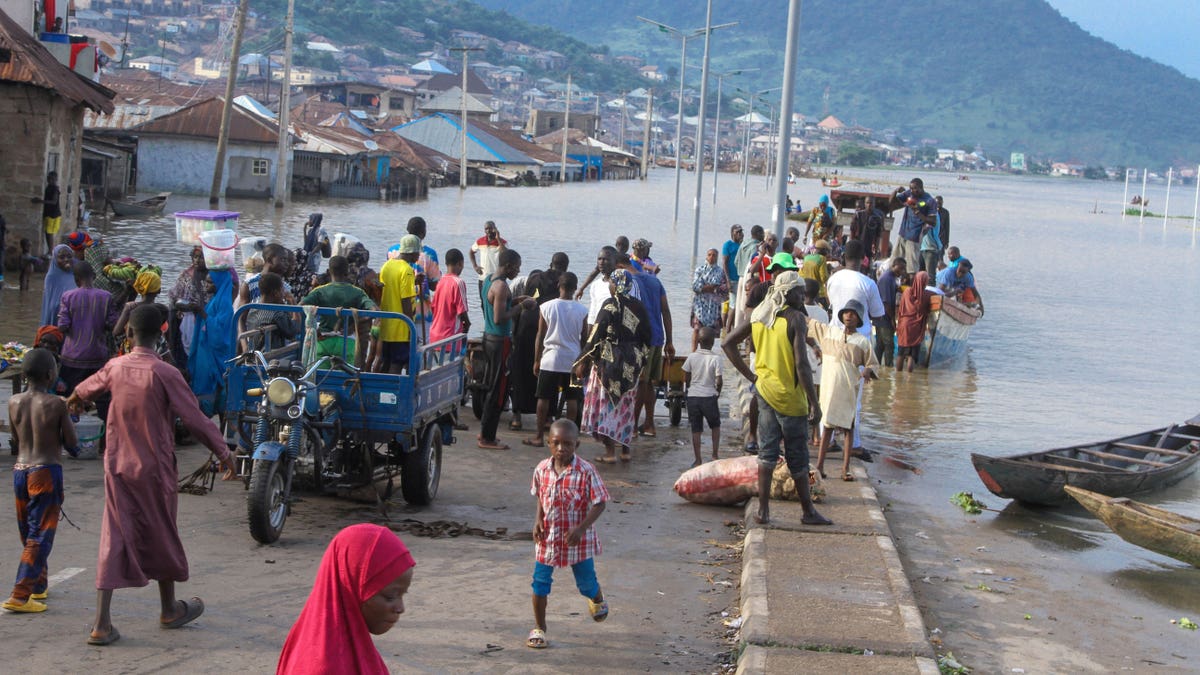 Citizens in floodwaters