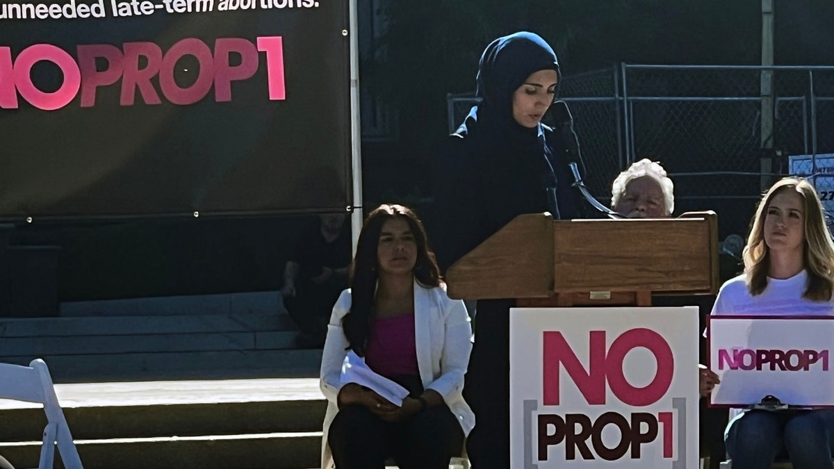 Mashal Ayobi speaking at No on 1