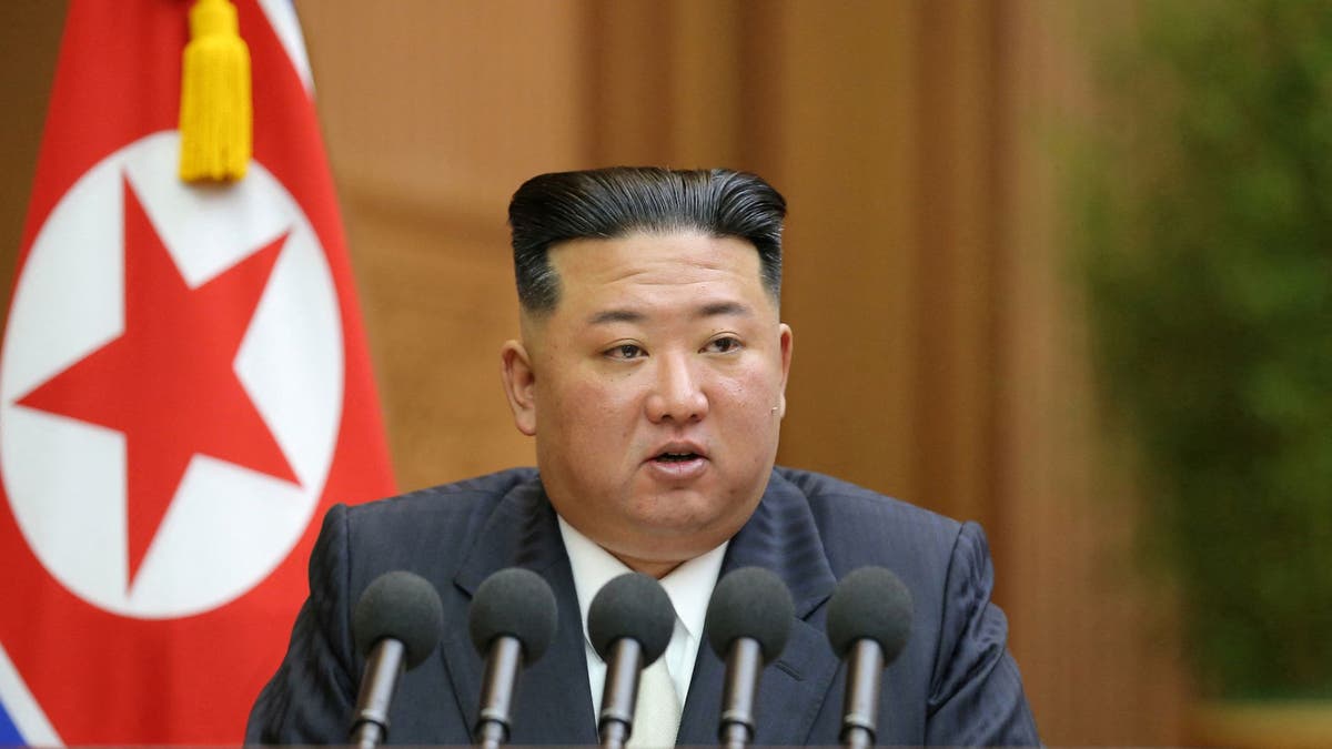 North Korea's leader Kim Jong Un addresses the Supreme People's Assembly, North Korea's parliament