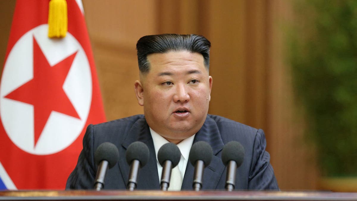 North Korea's leader Kim Jong Un addresses the Supreme People's Assembly, North Korea's parliament