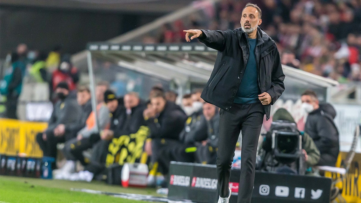 Pellegrino Matarazzo gestures during a match against Dortmund