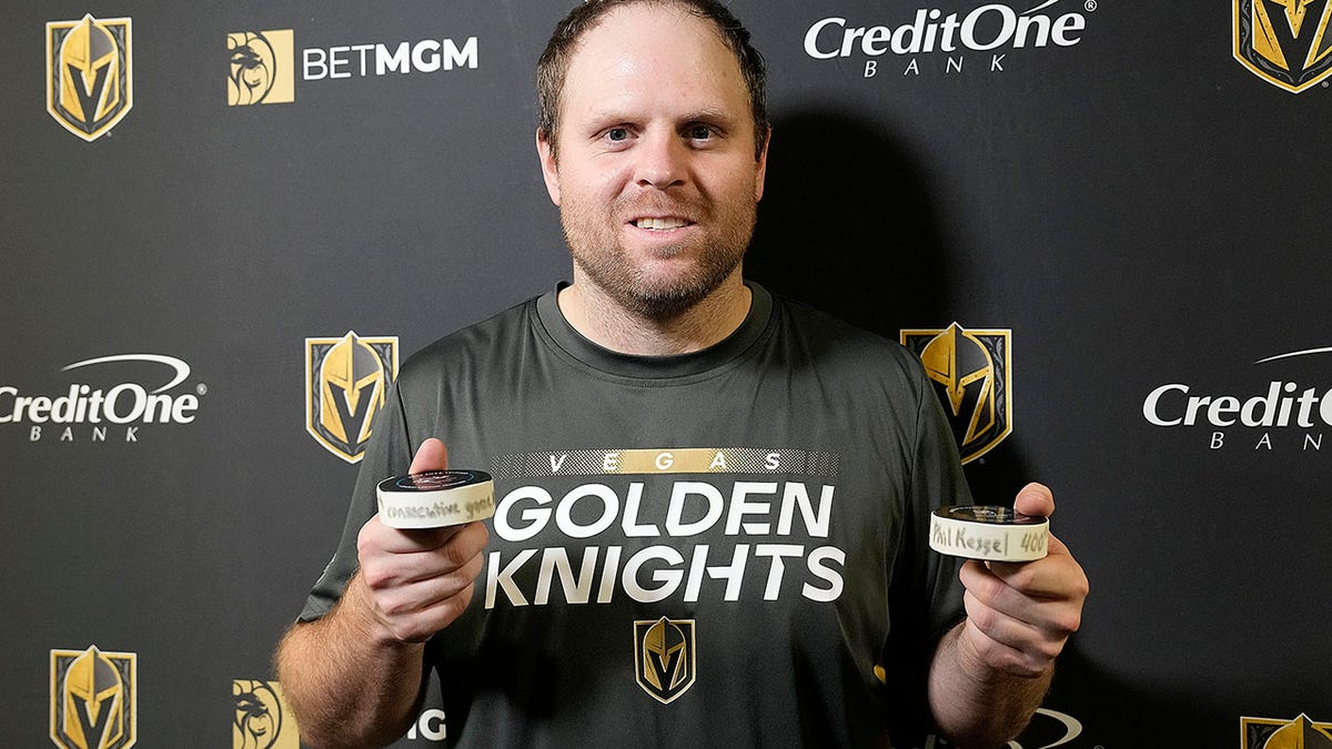 Phil Kessel poses after milestone