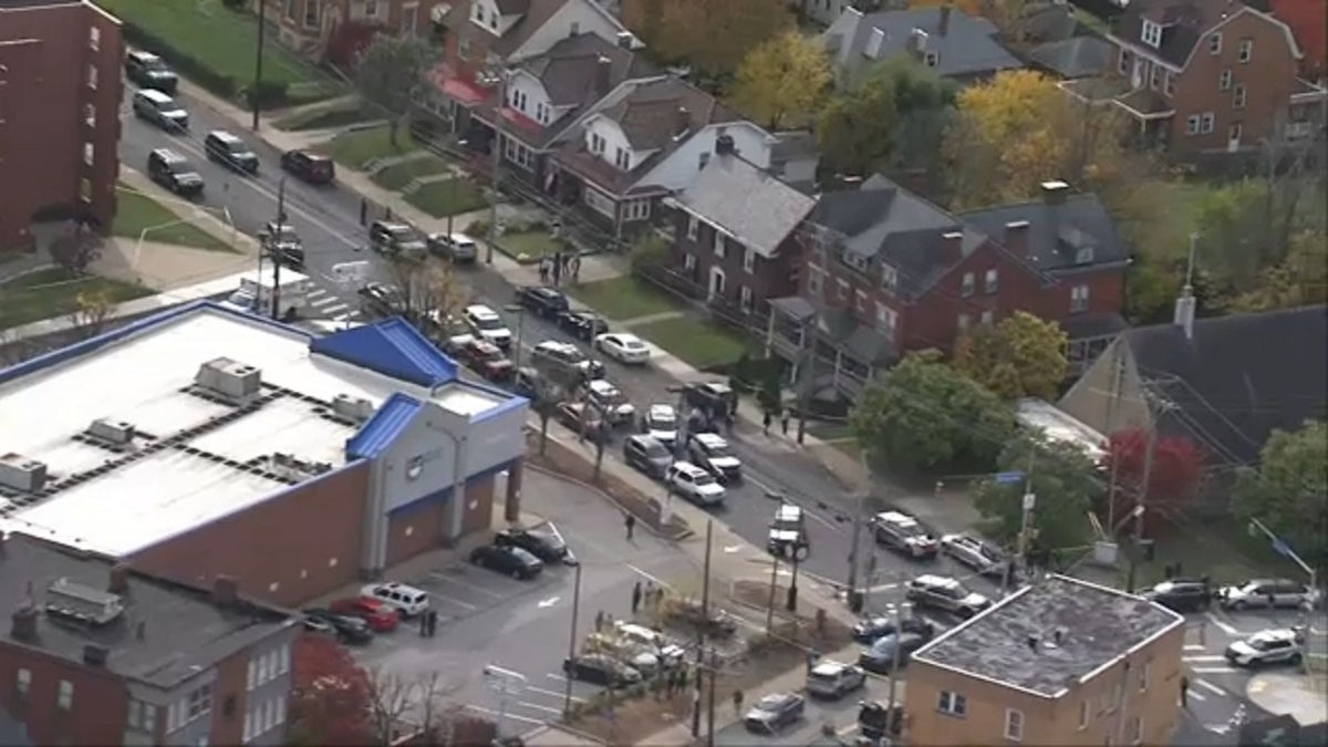 Pittsburgh funeral shooting seen from aerial view
