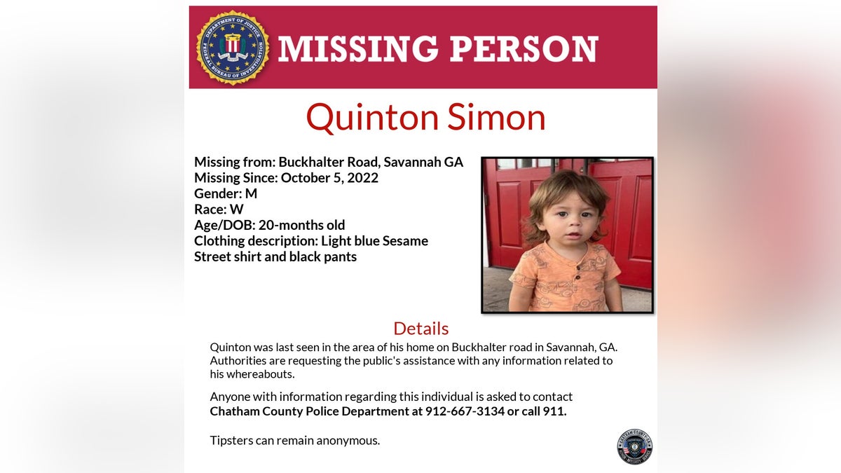 Missing person flier for Quinton Simon