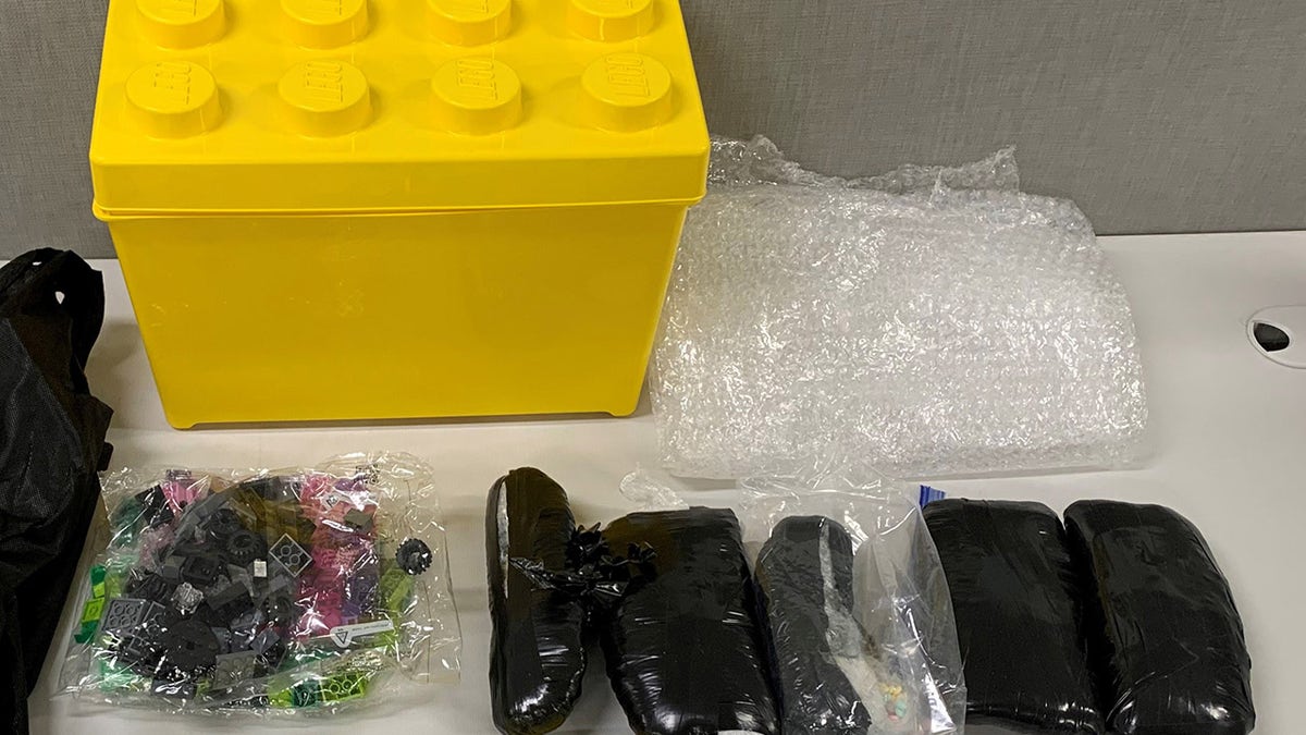 black bags of fentanyl take from lego box