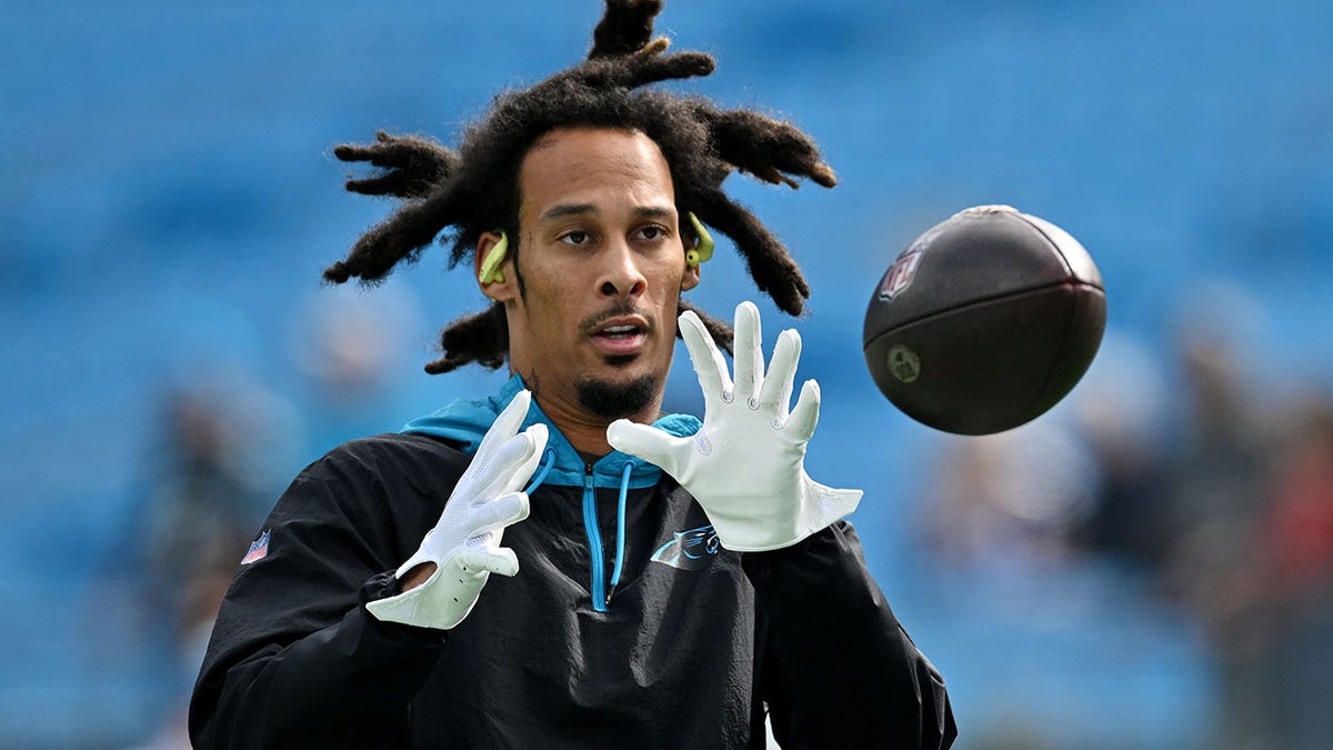 Panthers WR Robbie Anderson shouts at coach Joe Dailey on sideline