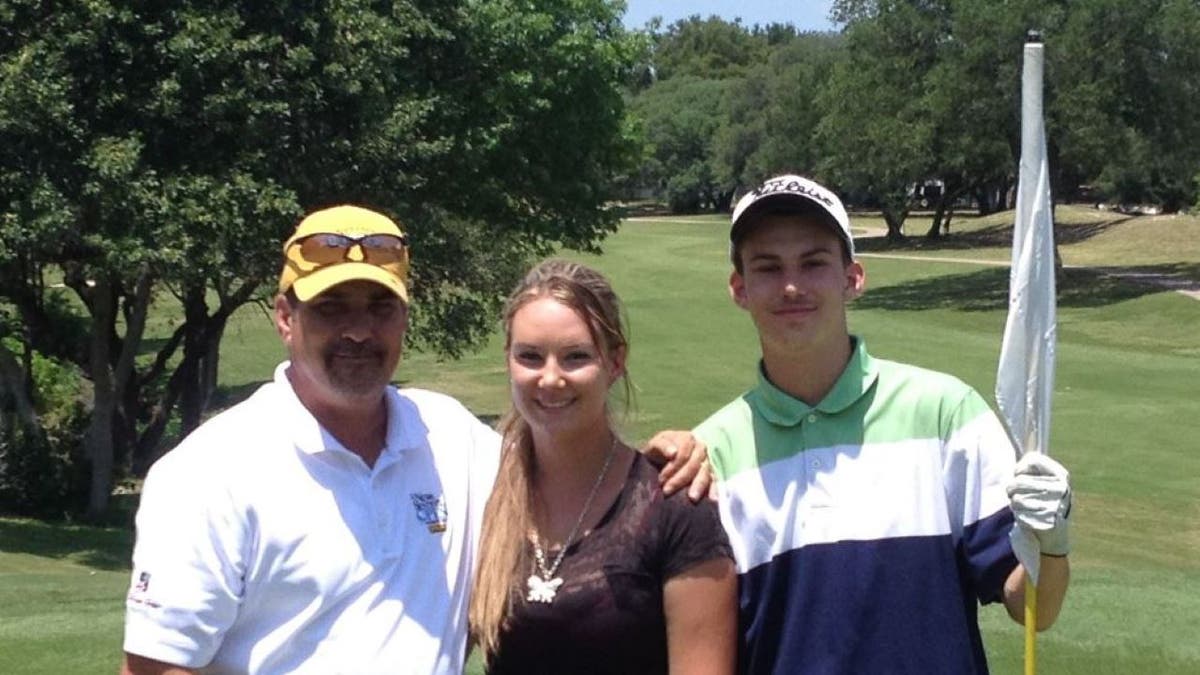 Christopher Branham (right) of golf course with father and sister