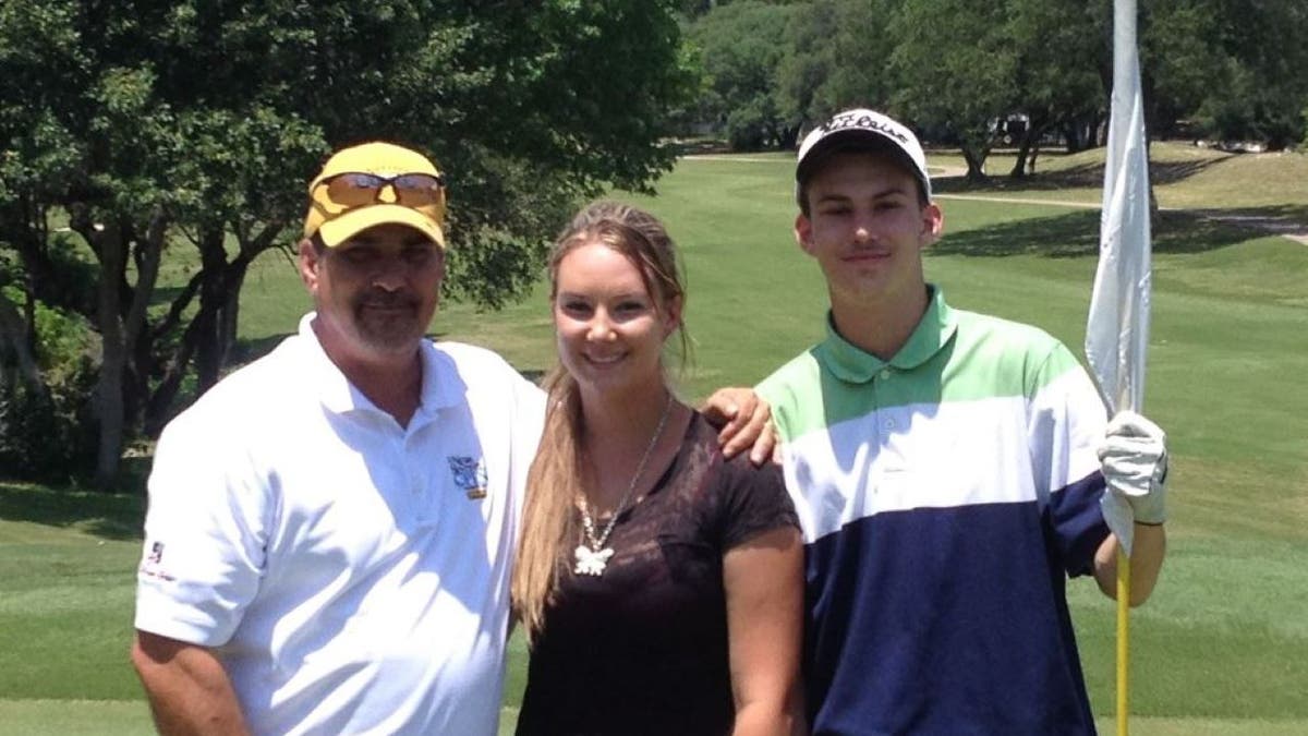 Christopher Branham (right) of golf course with father and sister