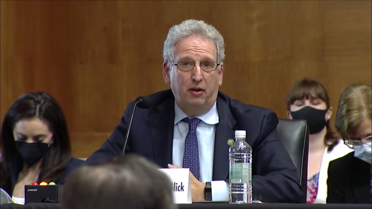 FERC Chairman Rich Glick testifies during a Senate hearing on March 3.