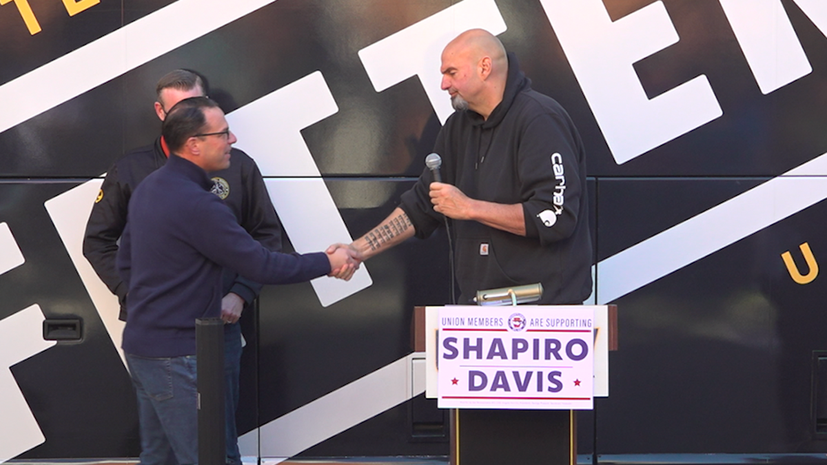 Fetterman and Shapiro shaking hands