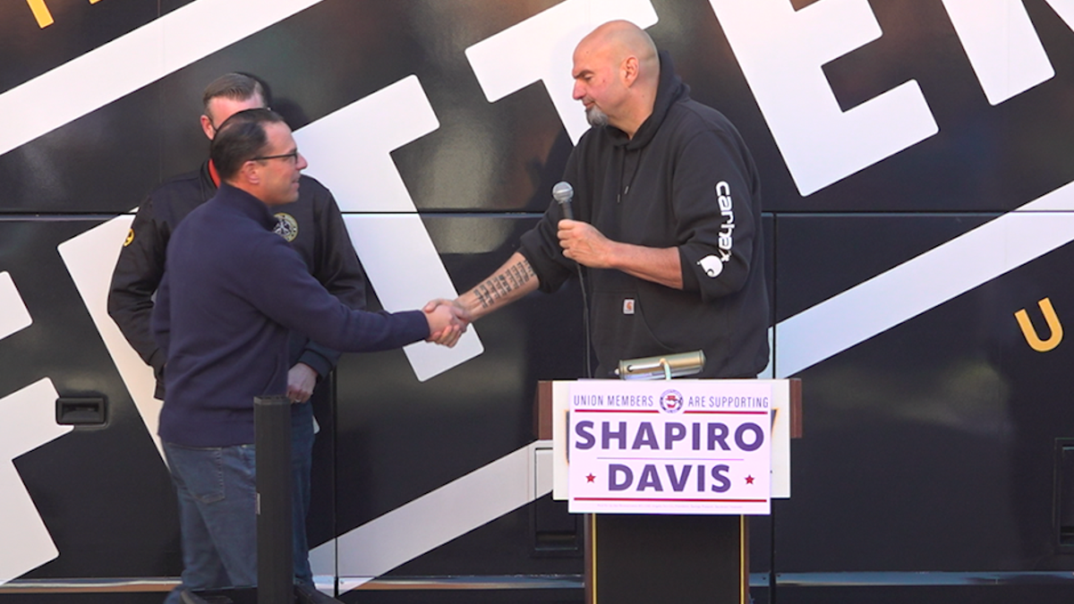 Fetterman and Shapiro shaking hands