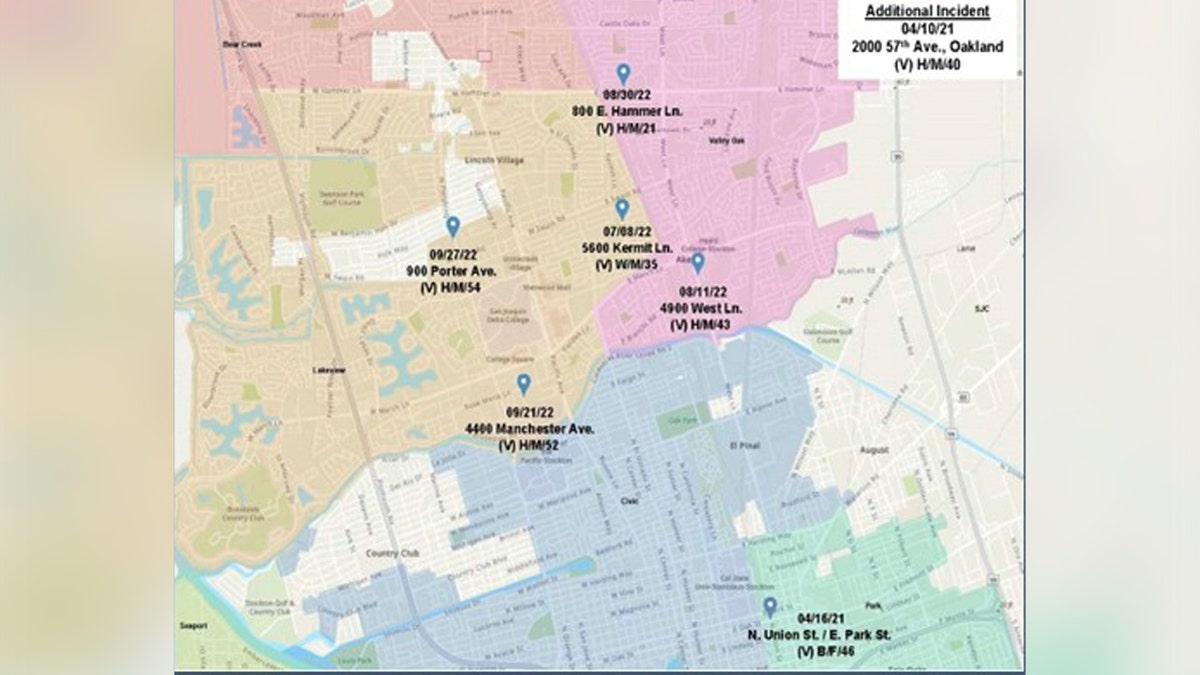 Stockton Murder scenes on map