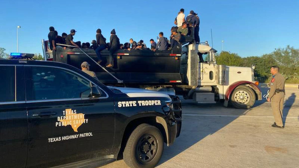 Texas State Troopers at the scene of a human smuggling