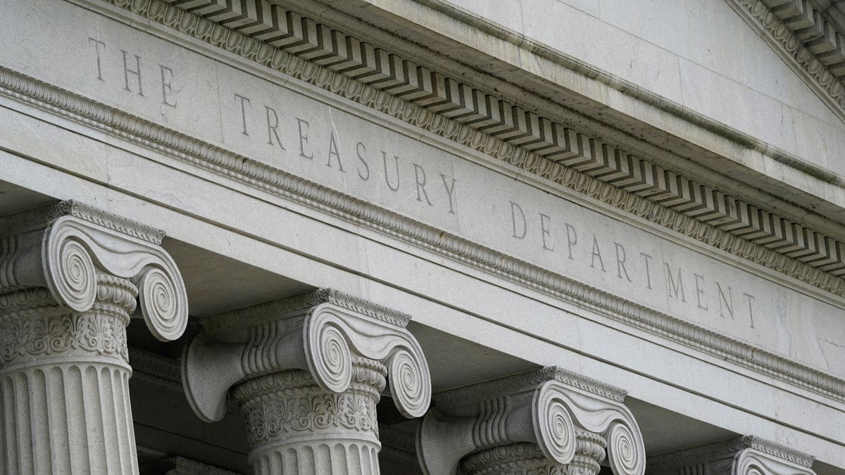 The Treasury Department building facade
