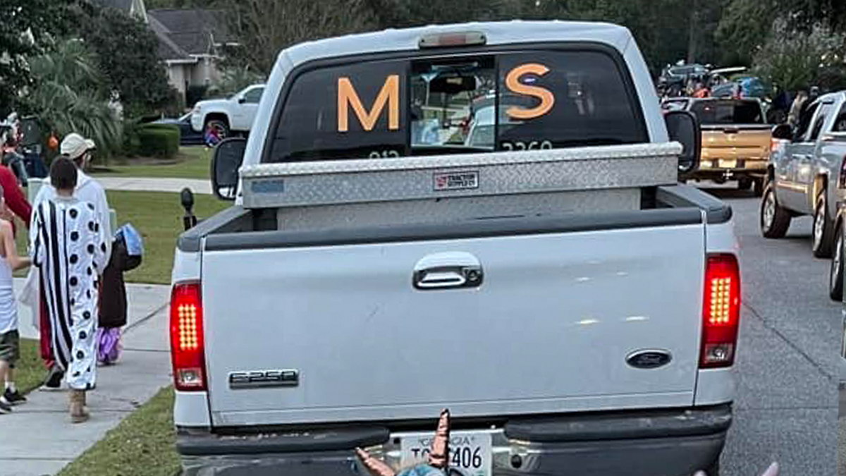 Back of White Ford truck