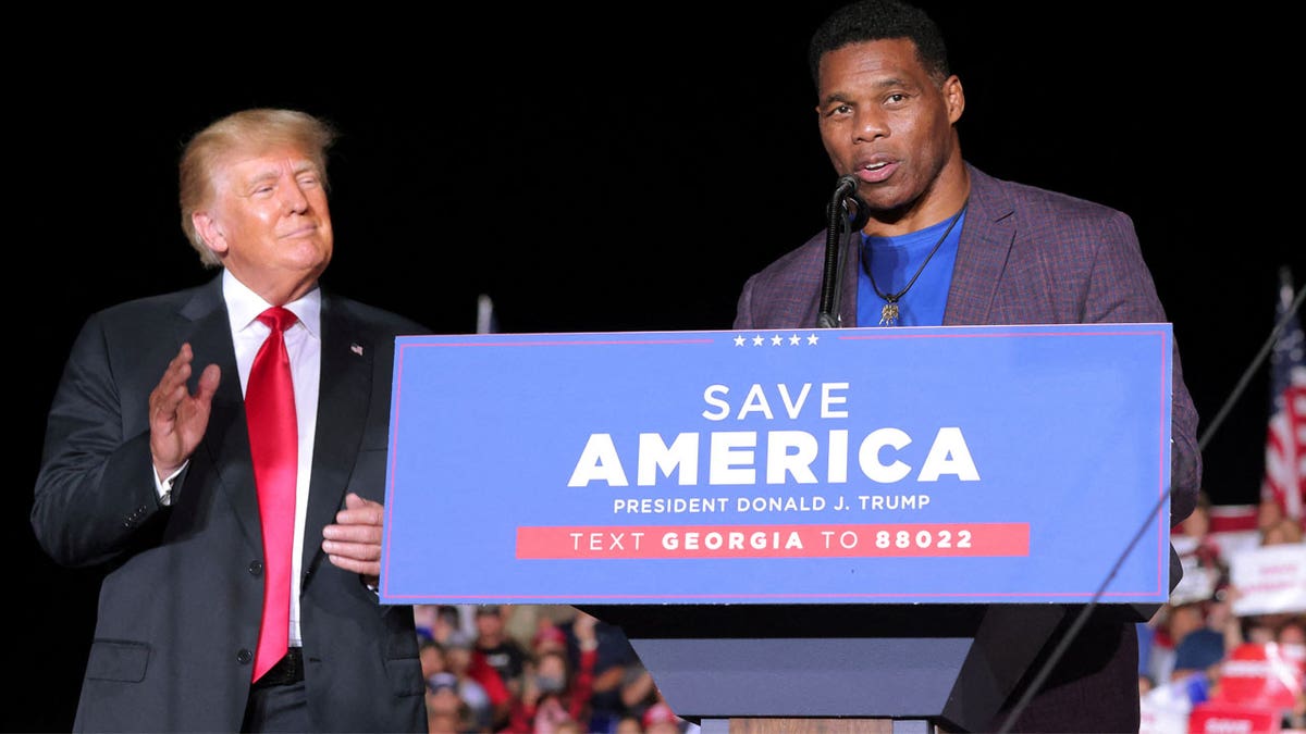 Trump, Herschel Walker at rally