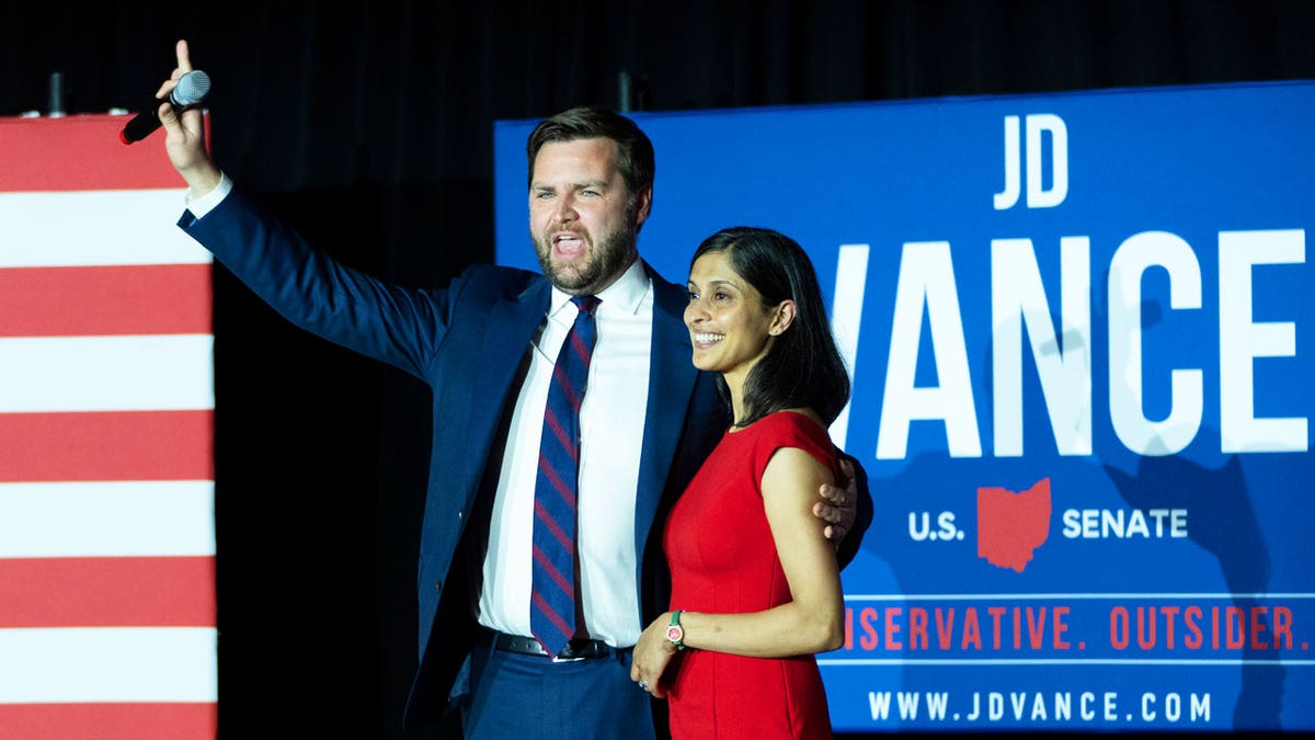 JD Vance Usha Vance at rally