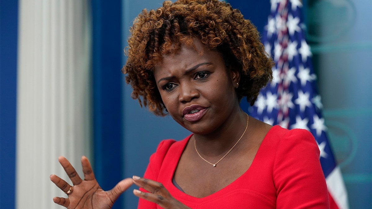 White House press secretary Karine Jean-Pierre answers questions during briefing