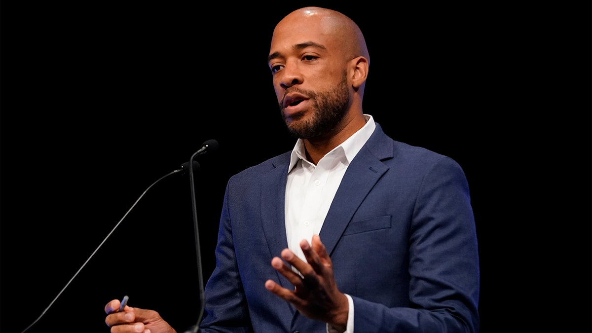 Democratic U.S. Senate candidate Mandela Barnes answers a question during second debate