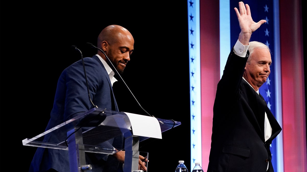 Mandela Barnes and Ron Johnson are introduced before Wisconsin Senate debate