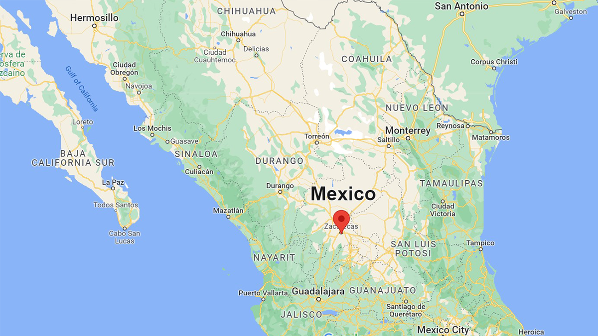 Zacatecas, Mexico on a map