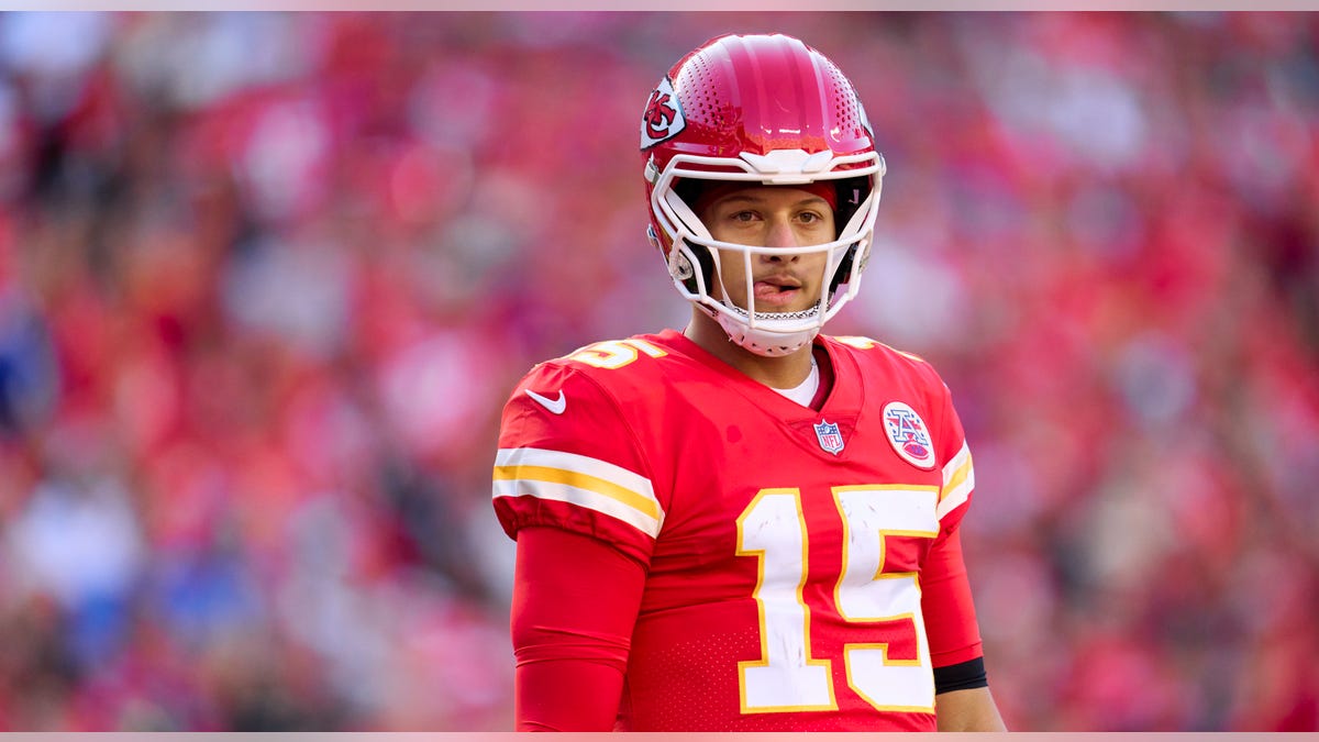Patrick Mahomes with tongue out