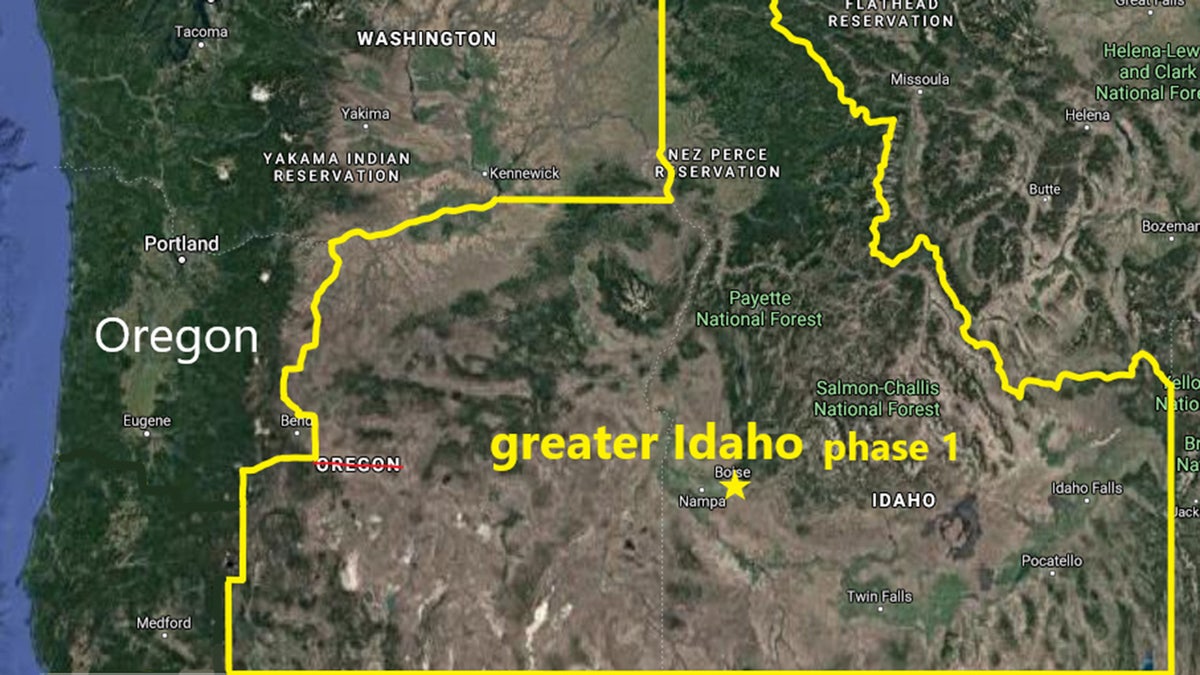 Map shows portion of Eastern Oregon some residents want to make Idaho