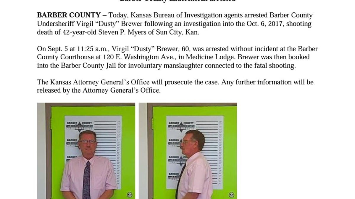 Barber County Undersheriff Virgil "Dusty" Brewer arrest press release