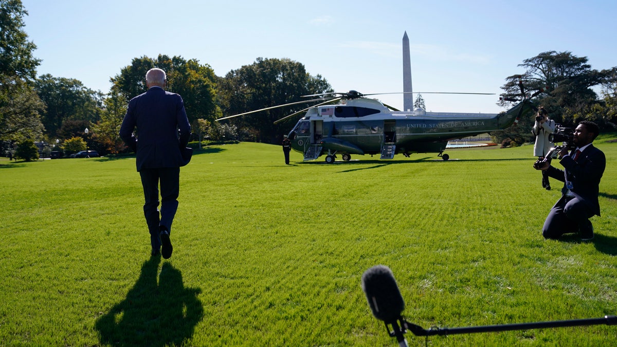 President Biden walks to Marine One