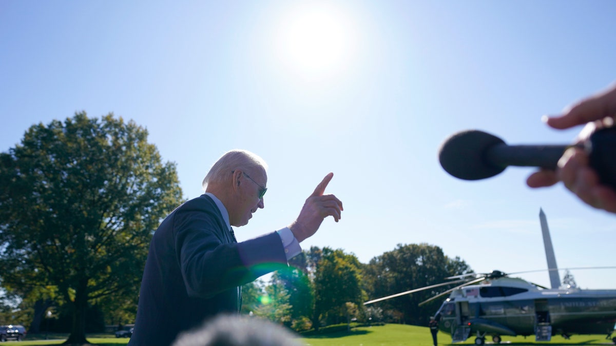 President Biden talks to reporters